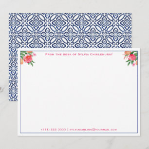Cartão De Agradecimento Chá de casamento Azulejo Queiroso Citrus Floral E