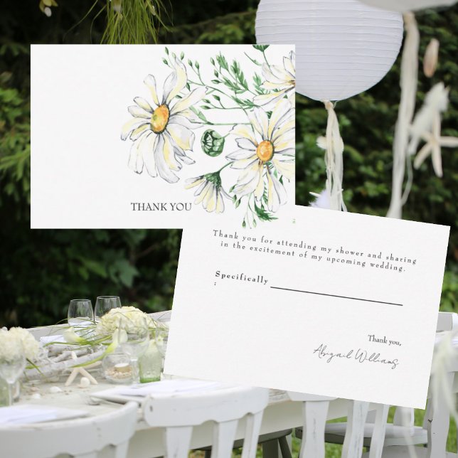 Cartão De Agradecimento Chá de casamento White Daisies - Obrigado (Criador carregado)