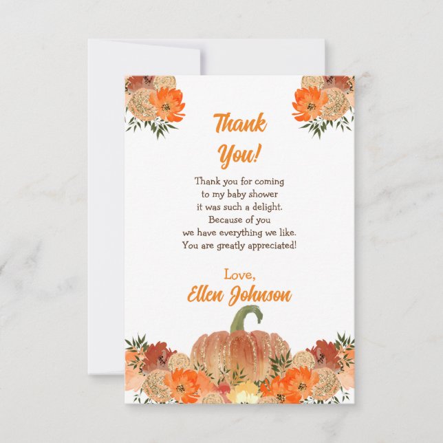 Cartão De Agradecimento Chá de fraldas (Frente)