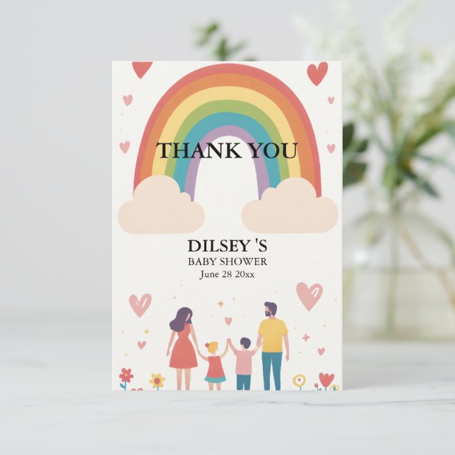 Cartão De Agradecimento Chá de fraldas Adorável Moderno e Elegante (Em pé/Frente)