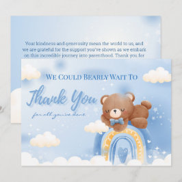 Cartão De Agradecimento Chá de fraldas Arco-Íris de Urso Teddy