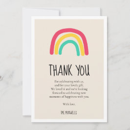 Cartão De Agradecimento Chá de fraldas arco-íris moderno e bonito