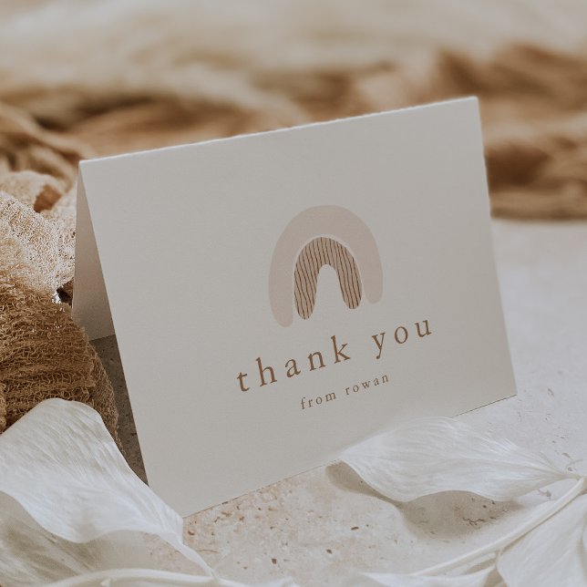 Cartão De Agradecimento CHÁ DE FRALDAS Arco-Íris Rosa-Rosa-Rosa-Boho (ROWAN Summer Girl Pink Boho Rainbow Baby Shower Thank You Card)