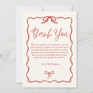 Cartão De Agradecimento Chá de fraldas Arco Vermelho Cinto Vintage