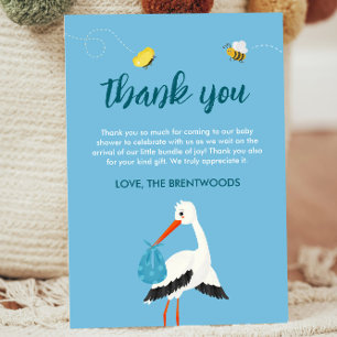 Cartão De Agradecimento Chá de fraldas Azul de Tempestade