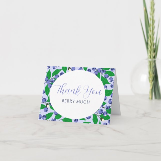 Cartão De Agradecimento Chá de fraldas azul doce de mirtilo (Frente)