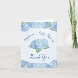 Cartão De Agradecimento Chá de fraldas Azul Hydrangea Florals Obrigado