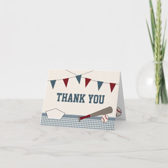 CARTÃO DE AGRADECIMENTO CHÁ DE FRALDAS BASEBALL OBRIGADO (Frente)