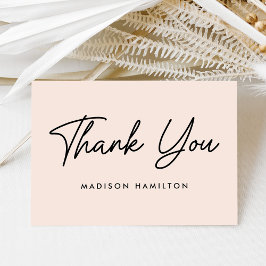 Cartão De Agradecimento Chá de fraldas Blush de Script Bold Moderno