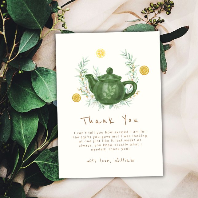 Cartão De Agradecimento Chá de fraldas Boho Greenery Orange Par-Tea (Boho Greenery Orange Par-Tea Baby Shower Thank You Card)