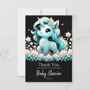 Cartão De Agradecimento Chá de fraldas Boho Unicorn