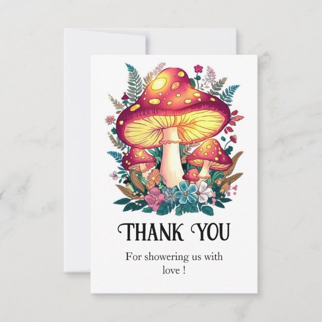 Cartão De Agradecimento Chá de fraldas bonito para Cogumelo (Frente)