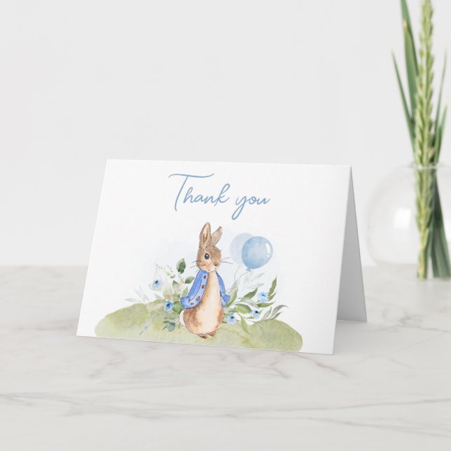 Cartão De Agradecimento Chá de fraldas Boy Peter Rabbit (Frente)