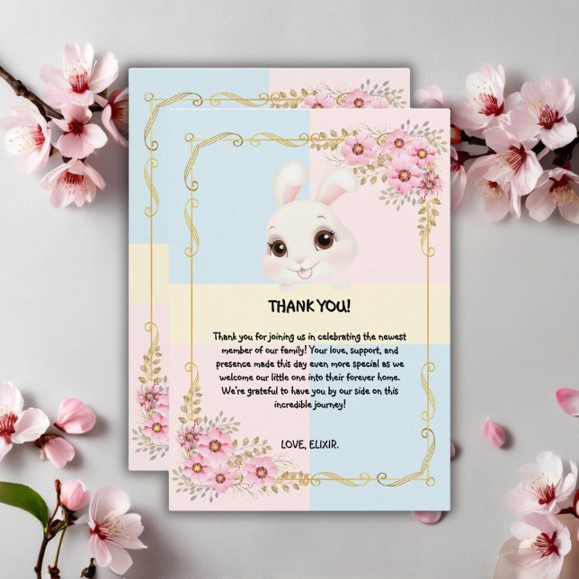 Cartão De Agradecimento Chá de fraldas Branco Elegante Moderno (Criador carregado)