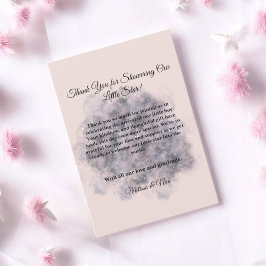 Cartão De Agradecimento Chá de fraldas Celestial Rosa Watercolor Baby Girl