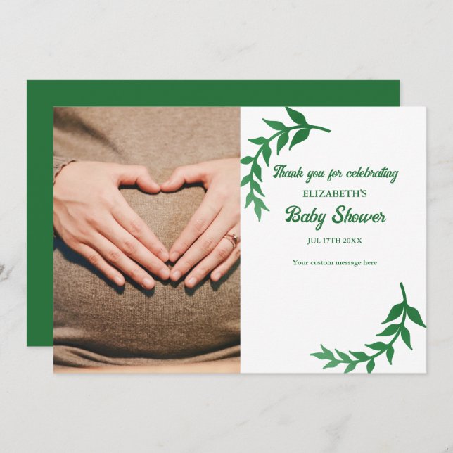 Cartão De Agradecimento Chá de fraldas Chic Greenery (Frente/Verso)