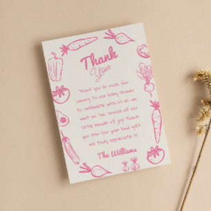 Cartão De Agradecimento Chá de fraldas Cinza Cor-de-Rosa Cultivado Localme