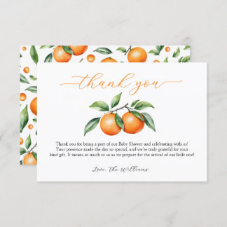 Cartão De Agradecimento Chá de fraldas Citrus Orange