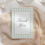Cartão De Agradecimento Chá de fraldas Classic Sage Gingham Boy<br><div class="desc">Diga obrigado aos amigos e à família por frequentar seu chá de fraldas com este cartões de agradecimentos elegante de gingham.</div>