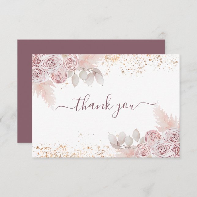 Cartão De Agradecimento Chá de fraldas Cor-de-Rosa (Frente/Verso)