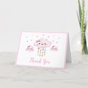 Cartão De Agradecimento Chá de fraldas cor-de-rosa Raindrop Sweetheart