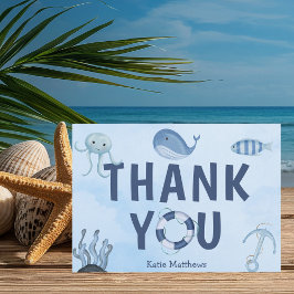 Cartão De Agradecimento Chá de fraldas Costeiro De Animais Do Oceano Cinto
