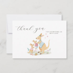 Cartão De Agradecimento Chá de fraldas da Família Woodland Watercolor Kang