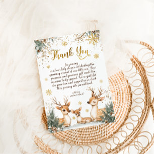 Cartão De Agradecimento Chá de fraldas da Floresta de Neve Inverno
