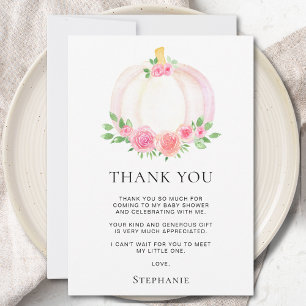 Cartão De Agradecimento Chá de fraldas da garota de abóbora de queda