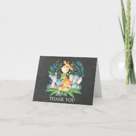 Cartão De Agradecimento Chá de fraldas Da Selva De Chalkboard Obrigado Not
