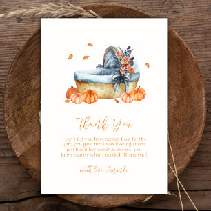 Cartão De Agradecimento Chá de fraldas Da Vintage Rustic Fall Pumpkin Crib
