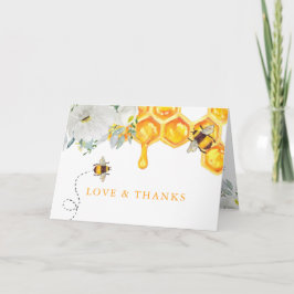 Cartão De Agradecimento Chá de fraldas De Abelhas De Honeycomb Floral Obri