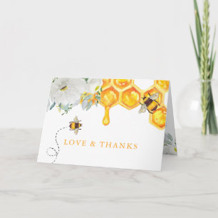 Cartão De Agradecimento Chá de fraldas De Abelhas De Honeycomb Floral Obri
