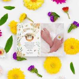 Cartão De Agradecimento Chá de fraldas de Abelhas Elegante de Aquarela