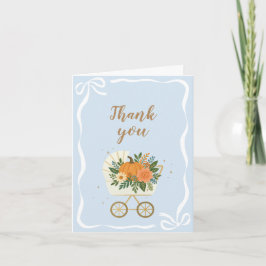 Cartão De Agradecimento Chá de fraldas de abóbora azul