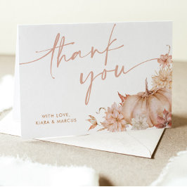 Cartão De Agradecimento Chá de fraldas de abóbora Caiu do Rosa