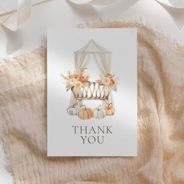 Cartão De Agradecimento Chá de fraldas de Abóbora Floral (Criador carregado)