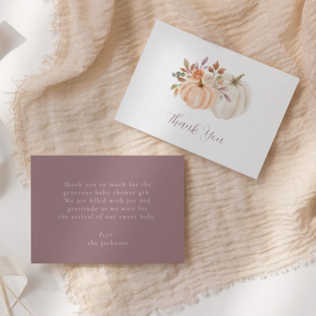 Cartão De Agradecimento Chá de fraldas de Abóbora Floral (Criador carregado)