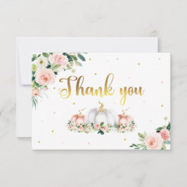 Cartão De Agradecimento Chá de fraldas De Abóbora Rosa E Dourado Obrigado