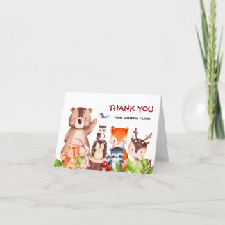 Cartão De Agradecimento Chá de fraldas De Animais Da Floresta Obrigado