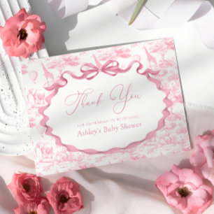 Cartão De Agradecimento Chá de fraldas De Animais Safari Rosa, Obrigado