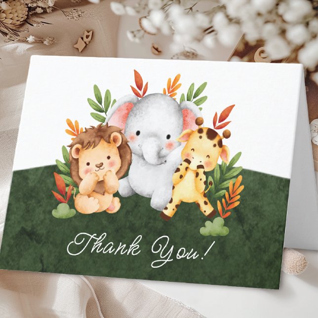 Cartão De Agradecimento Chá de fraldas De Animais Selvagens Obrigado (Criador carregado)