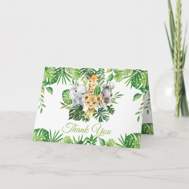 Cartão De Agradecimento Chá de fraldas de Aniversário da Selva Chic (Frente)