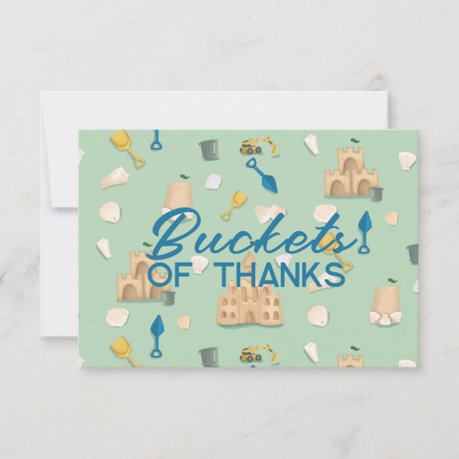 Cartão De Agradecimento Chá de fraldas de aniversário de Sandcastle Beach  (Frente)