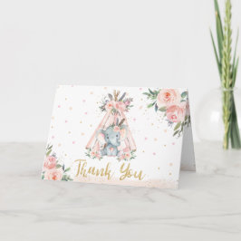 Cartão De Agradecimento Chá de fraldas de Aniversário do Elefante Tribal C