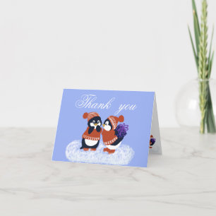 Cartão De Agradecimento Chá de fraldas de aniversário do Pinguim Winter