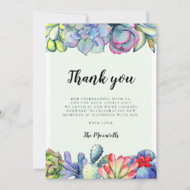 Cartão De Agradecimento Chá de fraldas de aquarela de cacto sucessivo