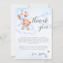 Cartão De Agradecimento Chá de fraldas de Aquarela do Urso de Teddy