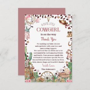 Cartão De Agradecimento Chá de fraldas de Aquarela Ocidental para Garota C