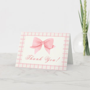 Cartão De Agradecimento Chá de fraldas de Arco Gingham, Rosa, doce
